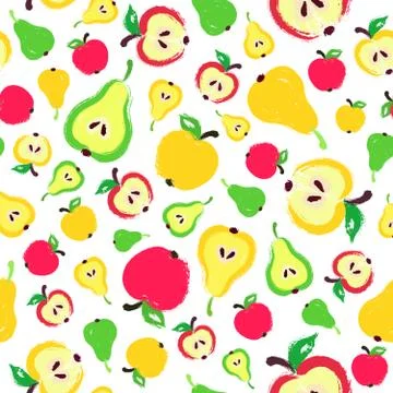 Apple Pear Background Painted Pattern Stock Illustration