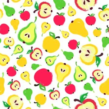 Apple Pear Background Painted Pattern Stock Illustration