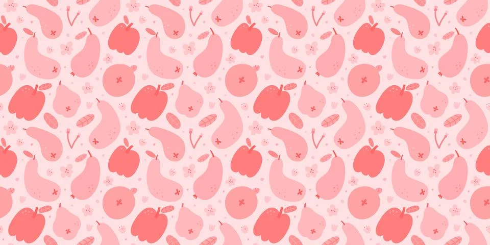 Apple pear fruit pattern, pastel duotone background, seamless vector pattern Stock Illustration