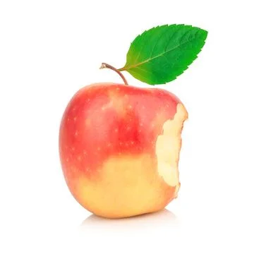 Apple peel bite isolated on white background Stock Photos