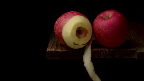 Apple peeled slightly. Stock Footage 166126877