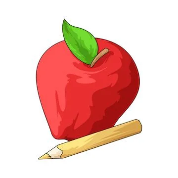 Apple with Pencil illustration Stock Illustration