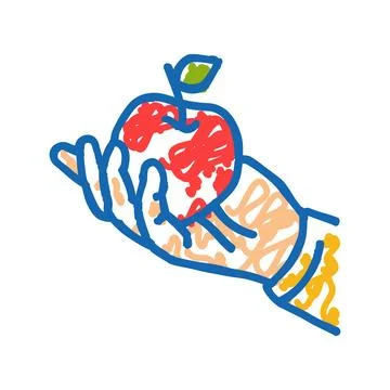 Apple picking autumn icon doodle illustration Stock Illustration