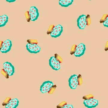 Apple picking autumn isometric icon seamless pattern Stock Illustration
