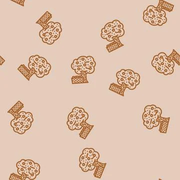Apple picking autumn line vector seamless pattern Stock Illustration
