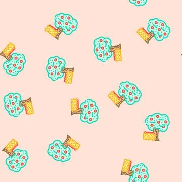 Apple picking autumn vector seamless pattern Stock Illustration