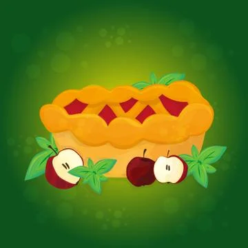 Apple pie and Apples - vector cartoon illustration Stock Illustration
