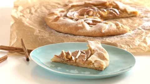 Apple pie and ice cream ball. Stock Footage 88955243