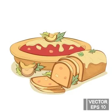 Apple pie and sweet bread Иллюстрация