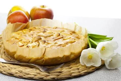 Apple pie apple and flower Stock Photos