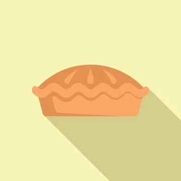 Apple pie bakery icon flat . Fruit cake Stock Illustration