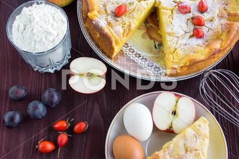 Apple pie with berries Stock Photos