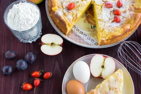 Apple pie with berries Stock Photos