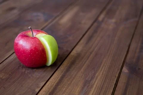 Apple pie chart made from green sector in a red circle Stock Photos