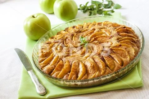 Apple pie with cinnamon and ground almonds Stock Photos