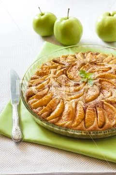 Apple pie with cinnamon and ground almonds Stock Photos