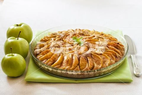 Apple pie with cinnamon and ground almonds Stock Photos