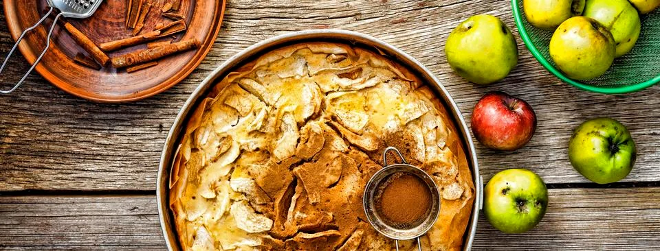 Apple pie with cinnamon. 写真素材