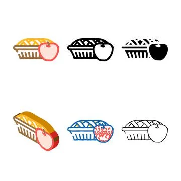 Apple pie color icon vector types Stock Illustration