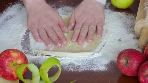 Apple pie cooking Rolling Dough Stock Footage 276916336