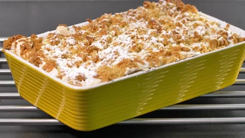 Apple pie covered in powdered sugar. Stock Footage 138403809
