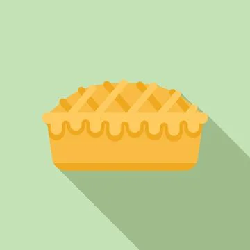 Apple pie cream icon flat vector. Cake dessert Stock Illustration