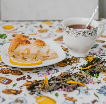 Apple Pie with a cup of tea Foto stock
