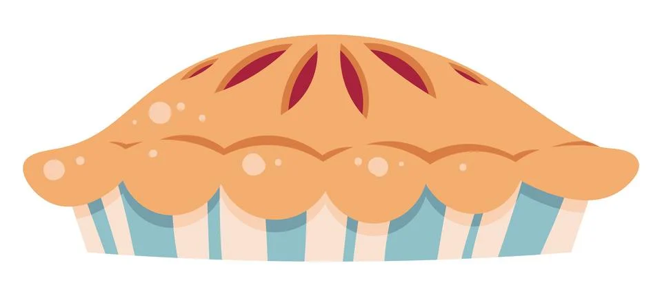 Apple Pie Flat Vector Illustration Isolated on White. Thanksgiving Dessert Stock Illustration