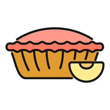 Apple pie with fruit slice dessert outline icon Stock Illustration