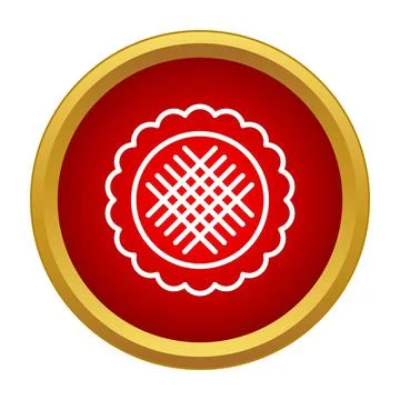 Apple pie icon on red round button Stock Illustration