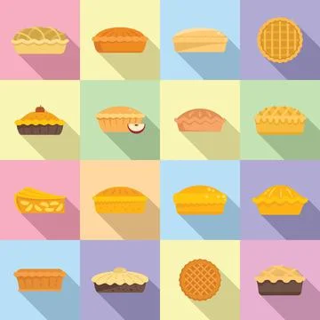Apple pie icons set flat vector. Food dessert イラスト素材