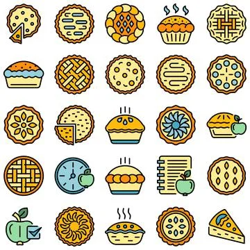 Apple pie icons set vector flat Stock Illustration