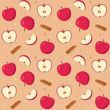 Apple pie ingredients seamless pattern Illustrazione stock