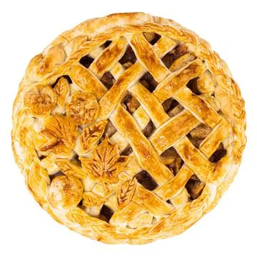 Apple pie isolated on white background. Clipping path. Top view Stock Photos