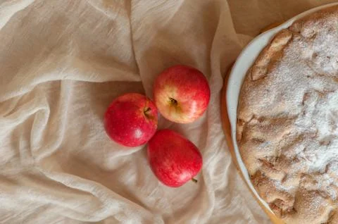 Apple pie on a neutral background Stock Photos