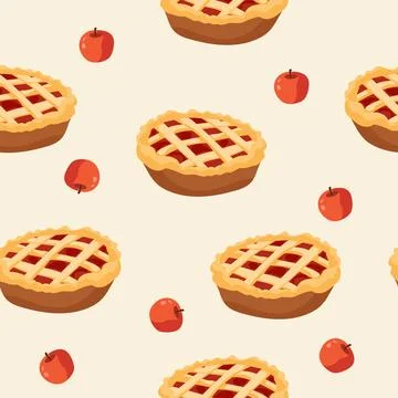 Apple pie pattern background. Illustrazione stock