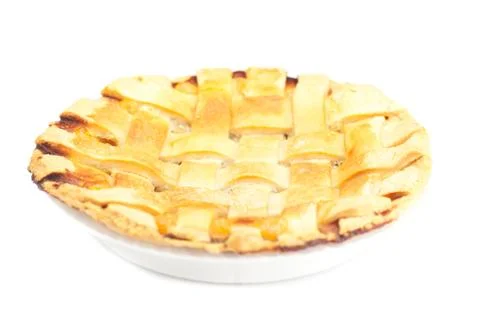 Apple pie on a plate isolated on white Stock Photos