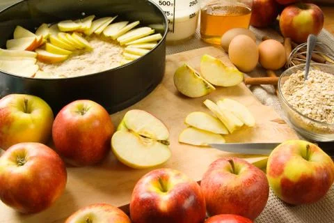 Apple pie preparation Stock Photos