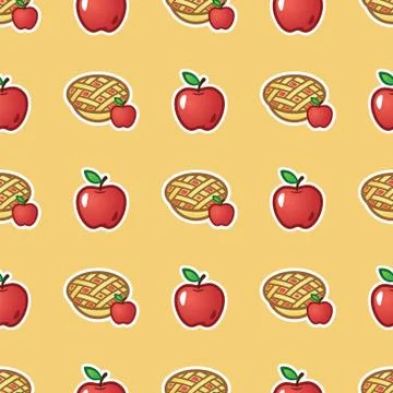 Apple pie on red pattern background. Sweet and tasty baked fruit pie from red Illustrazione stock