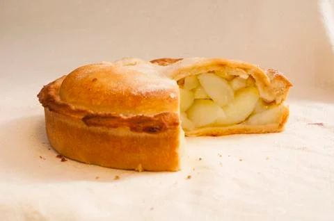 Apple Pie with Slice Missing Stock Photos