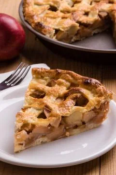 Apple pie slice Stock Photos
