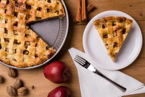 Apple pie slice Stock Photos