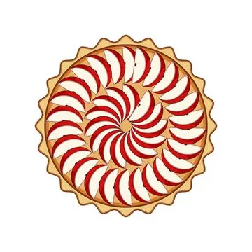 Apple pie with sliced fruit pattern top view Illustrazione stock