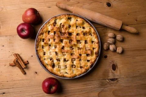 Apple pie on table Foto stock
