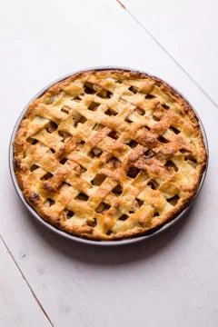 Apple pie on table Stock Photos