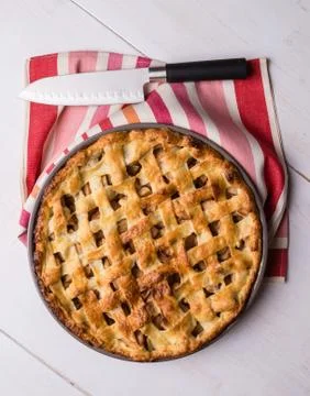 Apple pie on table Stock Photos