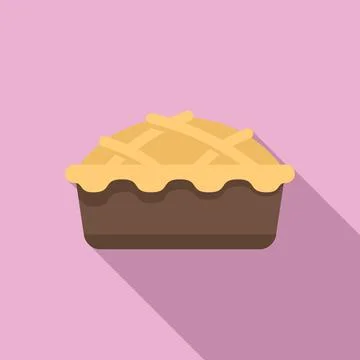 Apple pie tart icon flat vector. Cute fruit Stock Illustration