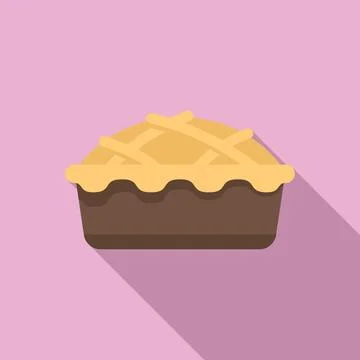 Apple pie tart icon flat . Cute fruit Stock Illustration