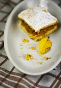 Apple pie on a white plate Stock Photos