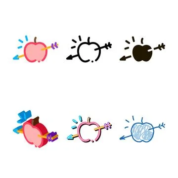 Apple pierced archery arrow icon simplified thin line vector Stock Illustration